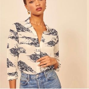 Reformation Violet Button-up Top in Paradiso - Large